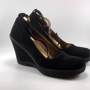 NINE WEST Adriatic Suede Wedge Black US Size 5 Brand New (No Box)